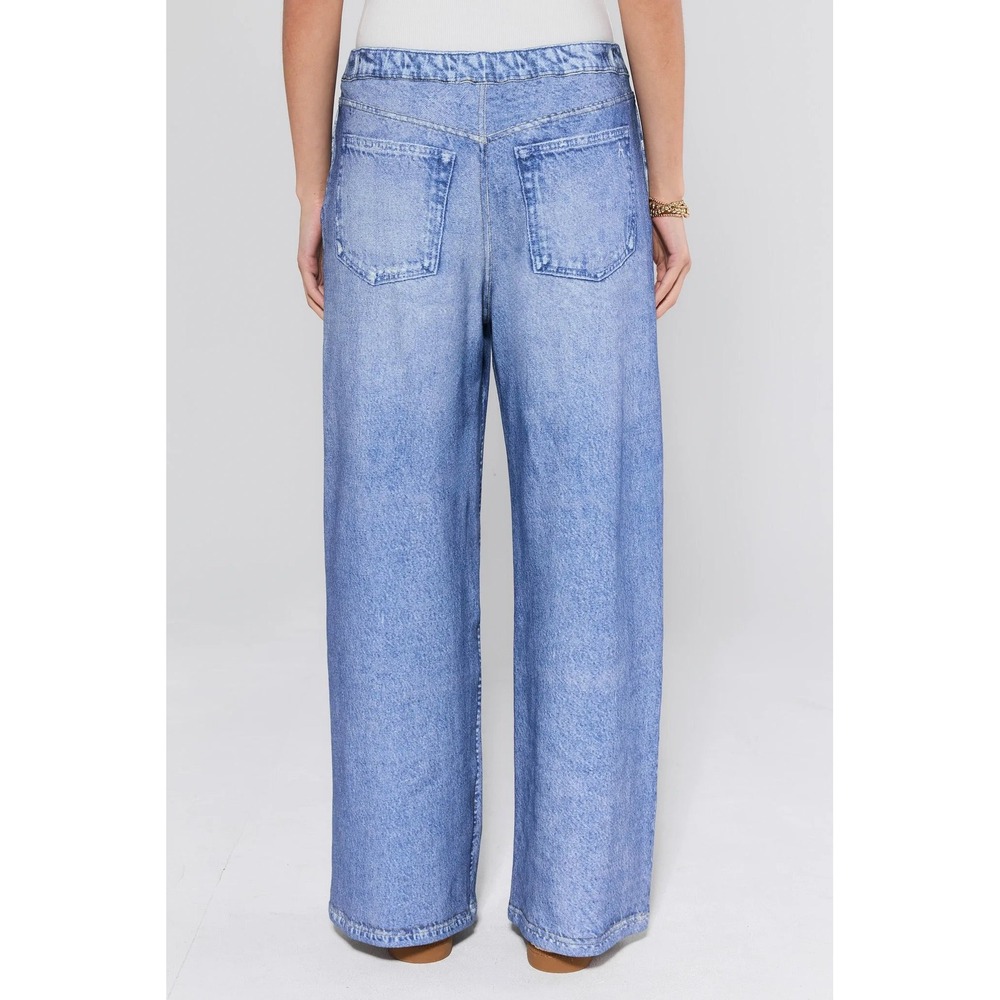 Avara Maeve Cotton Wide Leg Pull On Pants Women Medium Denim Blue New With Tags - Picture 2 of 10